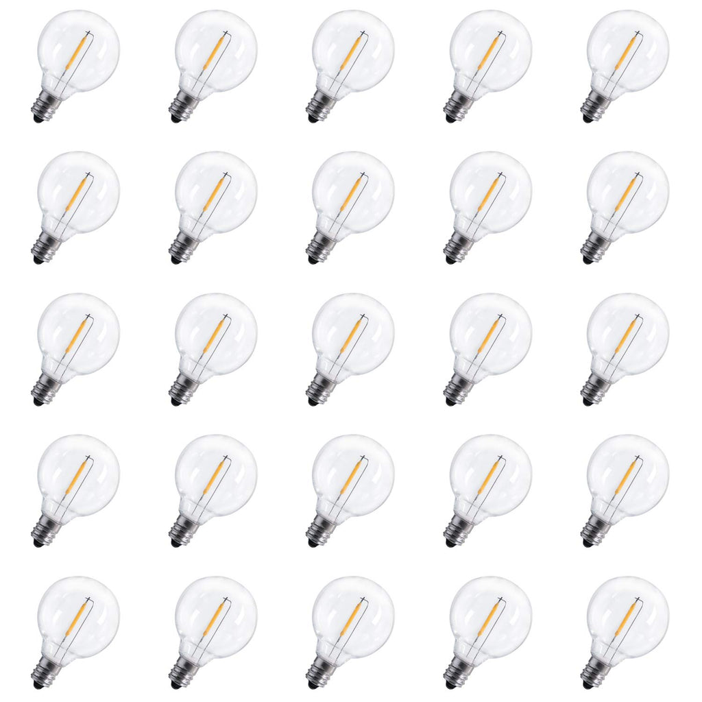 Brightown G40 Led Replacement Light Bulbs 1W Shatterproof Globe Bulb fits E12 or C7 Candelabra Screw Base Sockets, 1.5 Inch Dimmable Light Bulbs for Indoor Outdoor Patio Decor (50Pack)