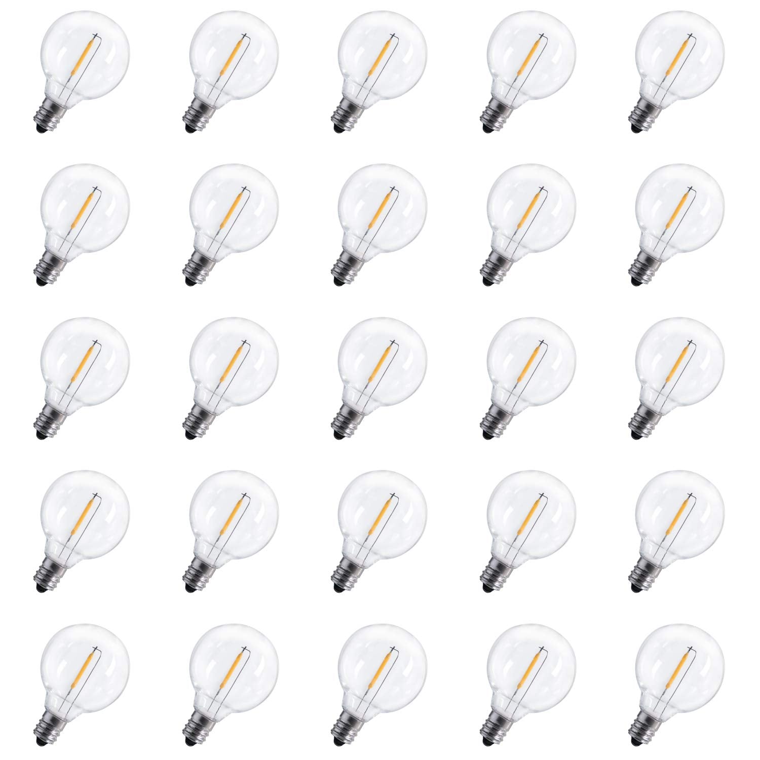 Brightown G40 Led Replacement Light Bulbs 1W Shatterproof Globe Bulb fits E12 or C7 Candelabra Screw Base Sockets, 1.5 Inch Dimmable Light Bulbs for Indoor Outdoor Patio Decor (50Pack)