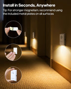 Rechargeable Battery Night Light with Motion Sensor, Wireless, Magnetic & Dimmable Stair Light, Portable Mini 3000K Warm White Stick-on Indoor Night Light for Bathroom, Hallway, Toilet, Bedroom, Stair
