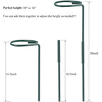 Plant Stake Support, Adjustable Height 16" or 30" for Garden Support Stake