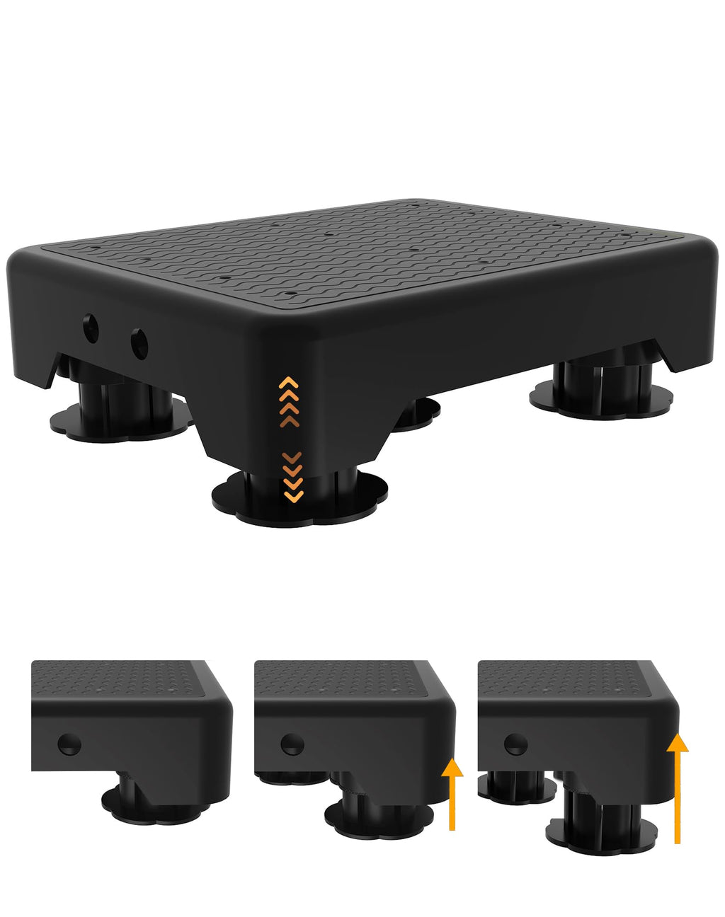 Adjustable Step Stool for Adults, Toddler Step Stools, 660 LBS Capacity Non-Slip Safety Step Platform for Elderly, Portable Stair Assist for Cars, Bedside, Kitchen, and Shower, Black