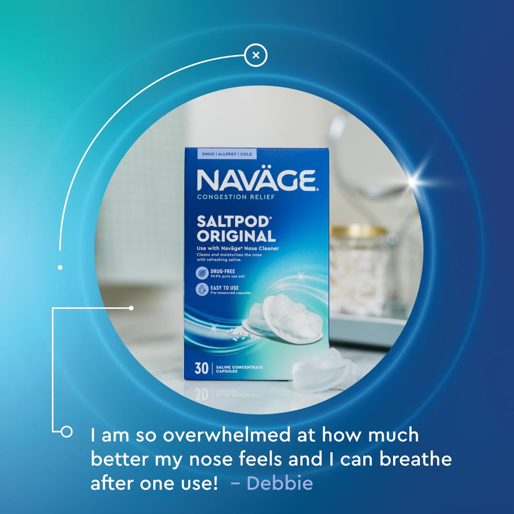 Navage® Salt Pods Refills (90 SaltPods) - Pre-Measured Saline Nasal Original Pods, Clear Mucus, Irritants & Allergens for Breathable, Comfortable Sinuses - Designed Nasal Irrigation System