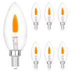 HEWA-Tech E12 Base (Miniature Screw) C35 Flame Tip Flicker Bulbs - Crystal Clear Candle Light with Orange Glow Effect for Halloween， E12 Non-Dimmable Chandelier Replacement Bulbs, 6-Pack