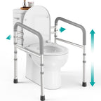 PELEGON Toilet Safety Rails (350 lb) - Adjustable Toilet Safety Frame & Rails, Toilet Safety Rail for Elderly Adults, Toilet Handles for Seniors, Toilet Bars for Elderly, Disabled & Handicap - Grey