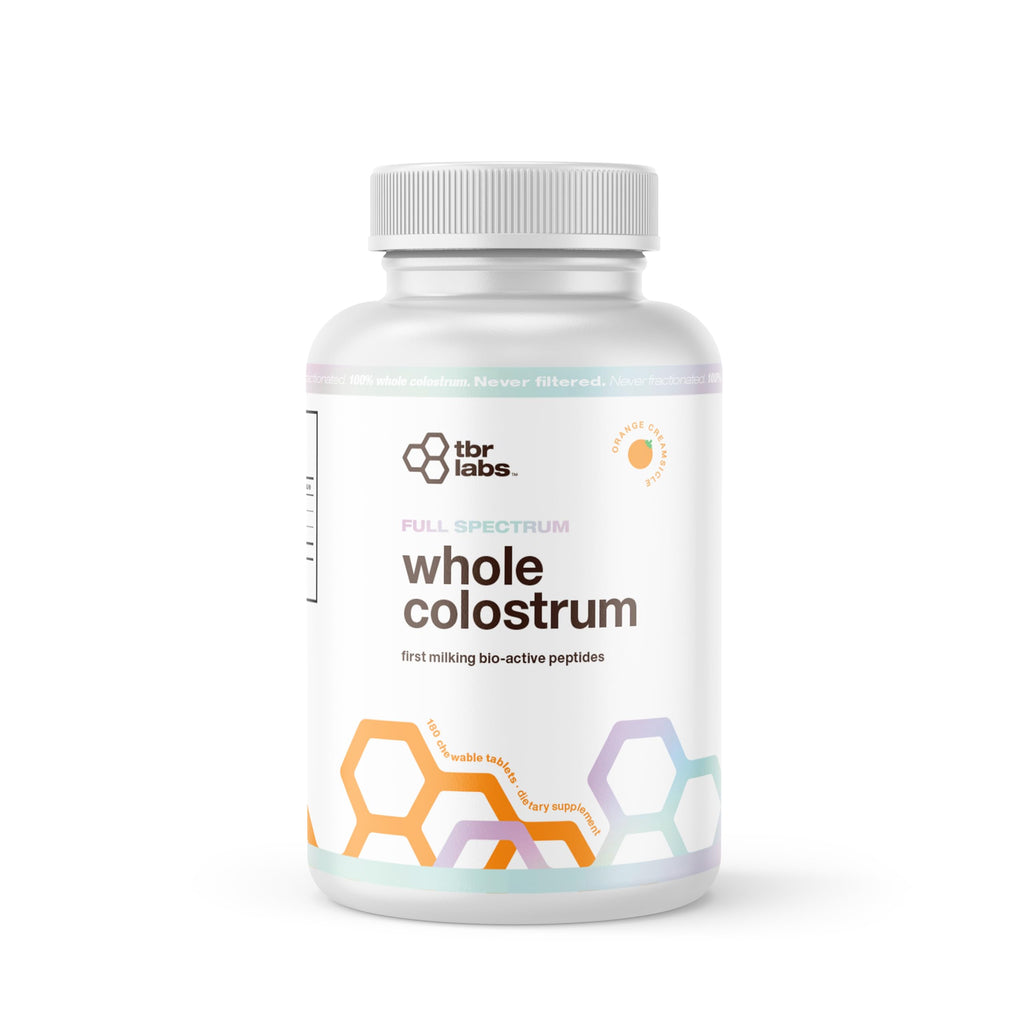TBR Labs Bovine Colostrum Powder, Grass Fed, Gut Health, Bloating, Immunity, Skin & Hair, 400+ Bioactive Nutrients, Potent Bioavailable - 180 Tablets (90 Servings) (Orange Creamsicle)