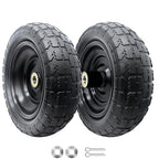 10-Inch Solid Replacement Tire and Wheel 4.10/3.50-4" - Flat Free Tires for Cart, Dolly, Hand Truck, Generator, Lawnmower, Garden Wagon with 5/8” Axle Bore Hole - Double Sealed Bearings (2)