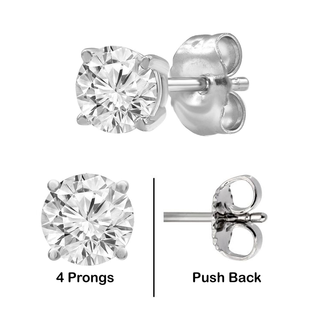 Belacqua 1/2 Carat Round Lab Grown Diamond Stud Earrings in 14K White Gold