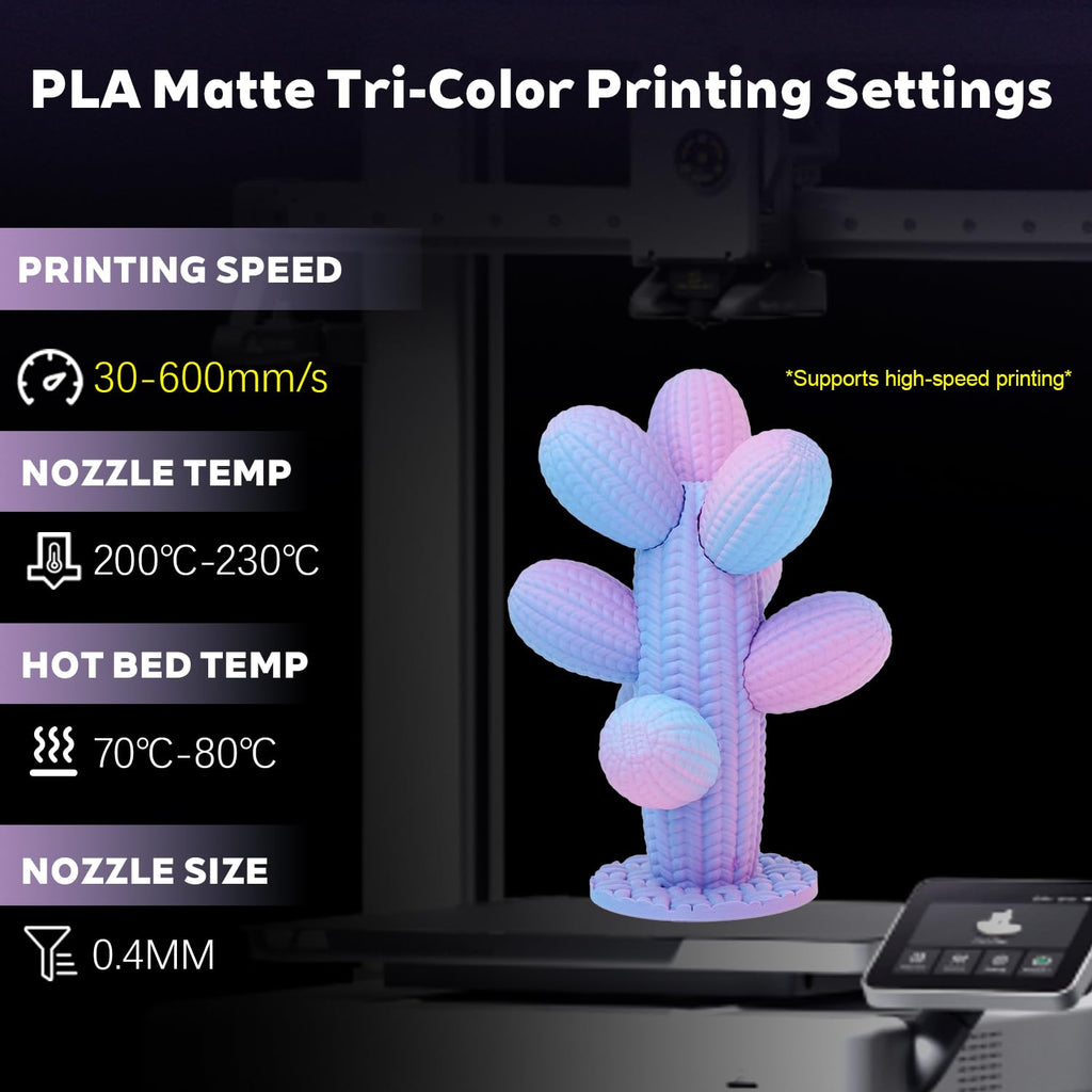 Matte Tri Color Blue Purple Pink PLA 1.75mm 1kg 600mm/s 3D Printer Filament