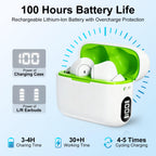 Hearing Aids, Miniature Hearing Amplifiers for Adults Seniors Noise Cancelling, Rechargeable Hearing Aids with Crystal Clear Sound, and LED Power Display（White-Green)