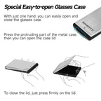 Missfive Premium Folding Reading Glasses Blue Light Blocking for Men Women, Ultra Thin Foldable Portable Travel Readers with Durable Pocket Metal Case, Black Lightweight Compact Eyewear 1.5x