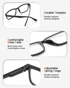 JOLISU Reading Glasses for Women, 5 Pack Black Blue Light Blocking Readers, Lightweight Cheaters Classic Eyeglasses with Spring Hinge(2.50)