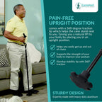 Campbell Posture Cane | Walking Cane for Men, Women | Mobility Device, Portable, Lightweight, Adjustable, Self-Standing, Folding, Collapsible Hand Walking Stick, 10 Height Adjustment, 360 Traction Tip