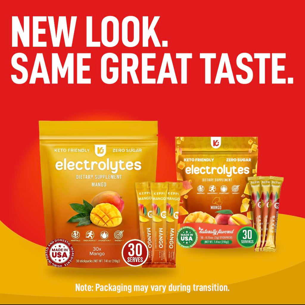 Keppi Electrolytes Powder Packets – Mango Flavor 30 Servings – No Sugar Hydration Supplement with Potassium, Magnesium, Sodium – Keto, Vegan, Fasting-Friendly, Zero Calorie Hydration Packets