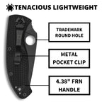 Spyderco Tenacious Lightweight Folding Pocket Knife with 3.3" 8Cr13MoV Steel Blade and FRN Handle - EDC Knife for Men and Women, Perfect for Hunting, Tactical, Camping - PlainEdge - C122PBBK