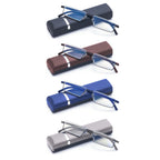 WENS JOOY 4 Pack Reading Glasses for Men Readers Blue Light Blocking with Case (Black Brown Blue Grey, 2.5, multiplier_x)