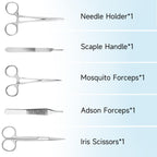 Suture Practice Kit for Medical Students - Suturing Kit Suture Pad with Pre-Cut Wounds, Suturing Threads & Tools, Wound Closure Stitches Training Kit for Med Dental Vet Students, Educational Use Only