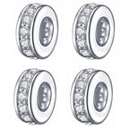 925 Sterling Silver Spacer Charm Bead for Pandora Charms Bracelets (4pcs Clear CZ Stoppers)