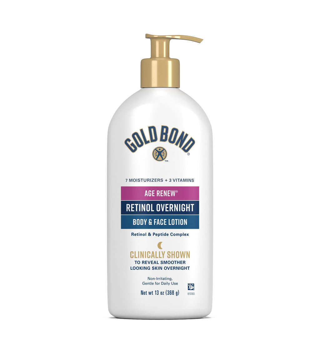 Gold Bond Age Renew Retinol Overnight Body & Face Lotion, Retinol Face and Body Lotion with Peptide Complex, 13 oz