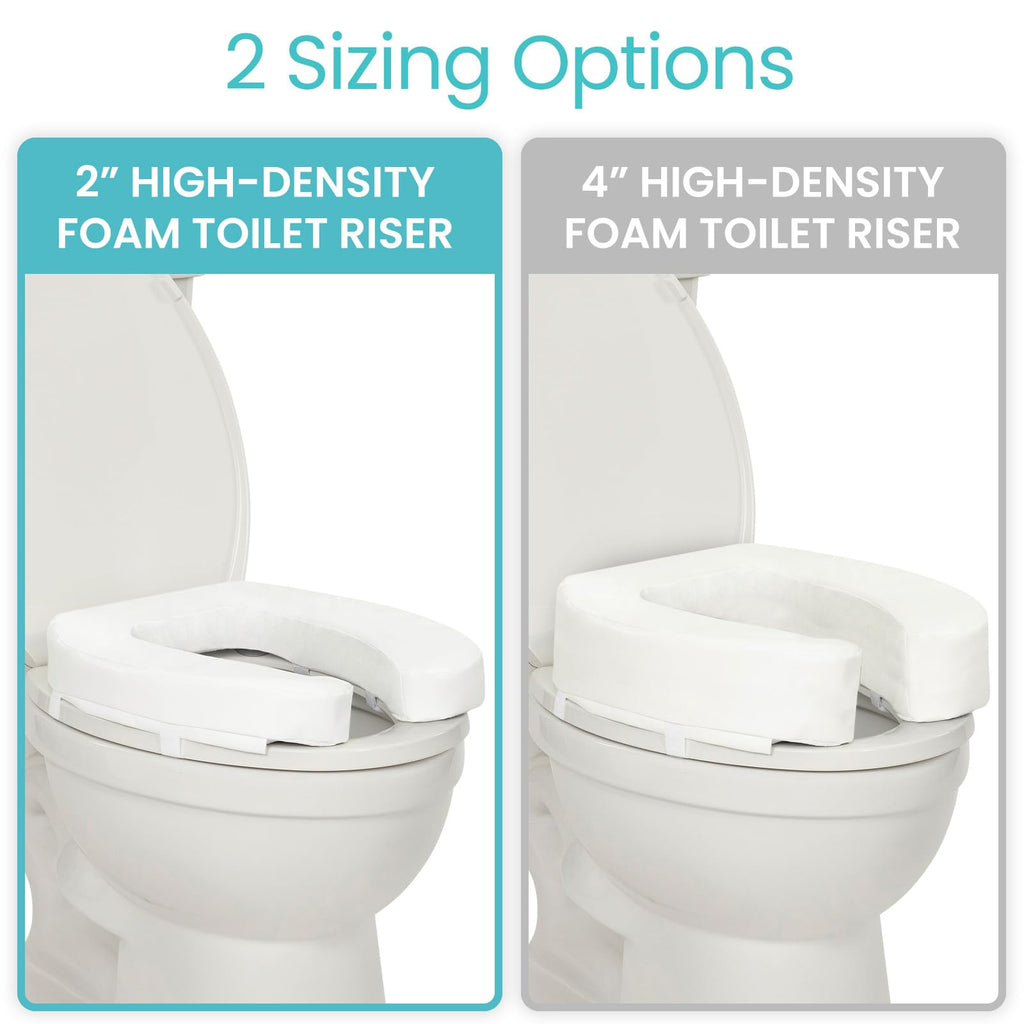 Vive Toilet Seat Riser Cushion for Seniors - Universal Fit - Raised Toilet Seat with High-Density Foam for Elongated & Standard - Firm Handle, Cushioned & Padded - Elevated Medical Handicap Lifter