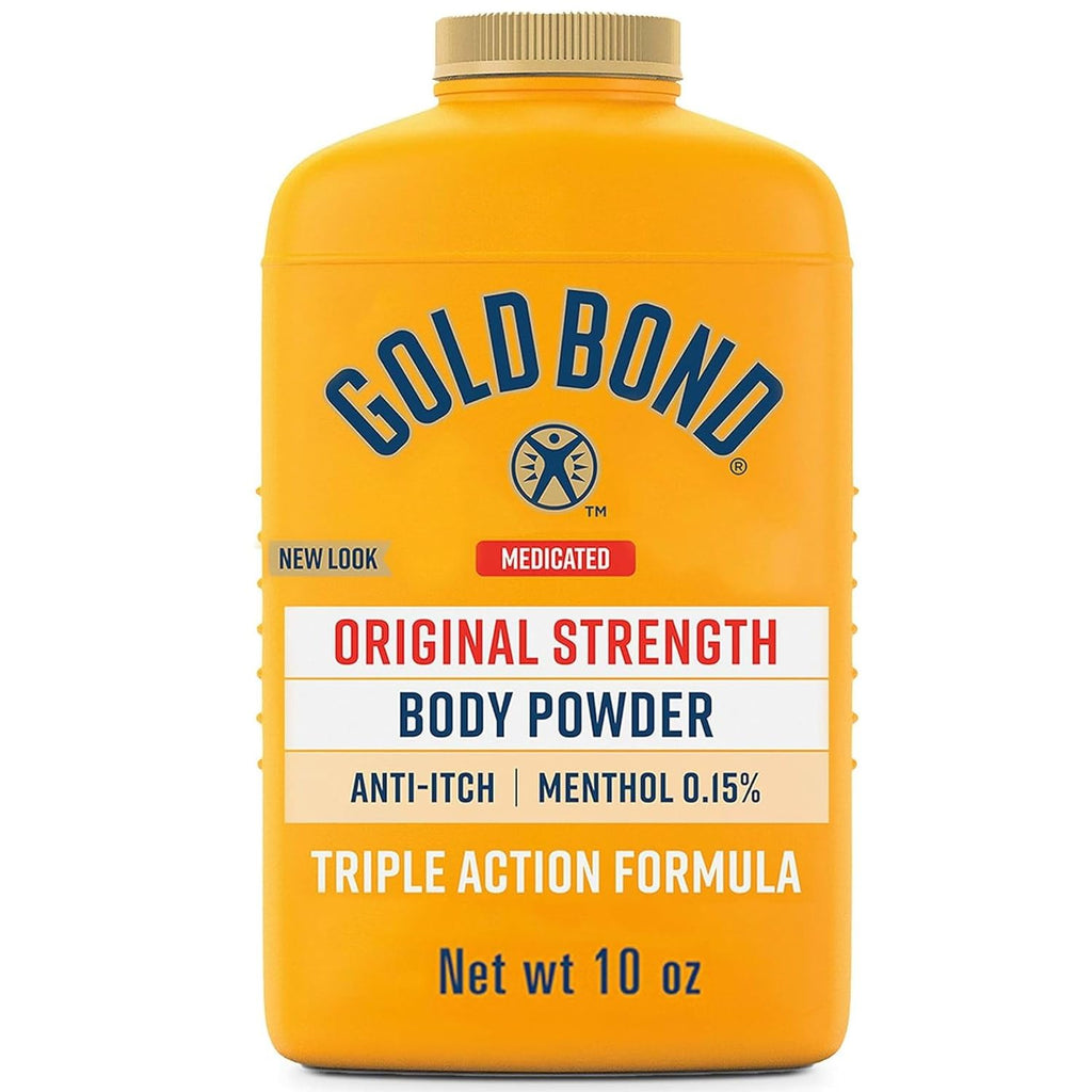 Gold Bond Medicated Body Powder Original Strength 10 oz. (3 Pack), Cooling, Absorbing, Itch Relief