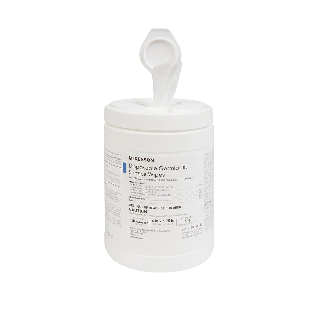 McKesson Germicidal Wipes, Disinfecting Alcohol Wipes, 12 Pack, 1920 Wipes