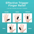 Vive Trigger Finger Splint Support Brace for Straightening Curved, Bent, Locked & Stenosing Tenosynovitis Hands - Tendon Release & Pain Relief (2-Pack, Black) - HSA/FSA Approved