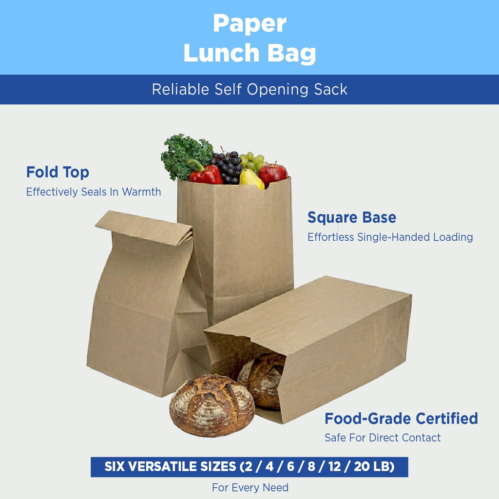 Karat 4lb Paper Lunch Bags - Kraft, 2,000 Count - Versatile Paper Bags for Small Business, Snacks, Popcorns or Party Favor - Sturdy, Self-Standing, Reusable