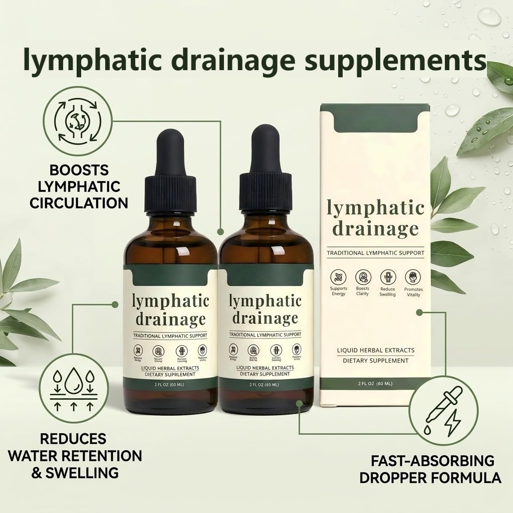 Sentk Organic Lymphatic Drainage Drops - 2 Pack Liposomal Herbal Blend Supports Lymph System, Reduces Swelling, Boosts Immunity & Vitality, Enhance Clarity, Portable Dropper Design, Liquid, 2 Fl Oz