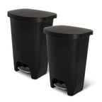 Glad 13 Gallon Trash Can with Clorox Odor Protection, 2 Pack | Plastic Kitchen Waste Bin | Hands Free with Step On Foot Pedal and Garbage Bag Rings, Black