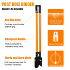 VNIMTI Post Hole Digger Tool, Heavy Duty Post Hole Digger with Fiberglass Handle, 58 Inches