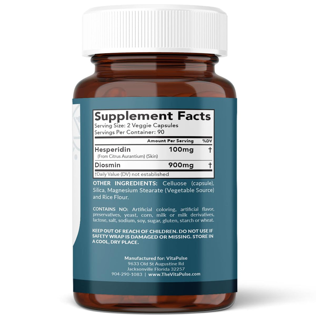 VitaPulse Hesperidin Plus 1000mg Per Serving (180 Vegetarian Capsules) - 90 Days Supply