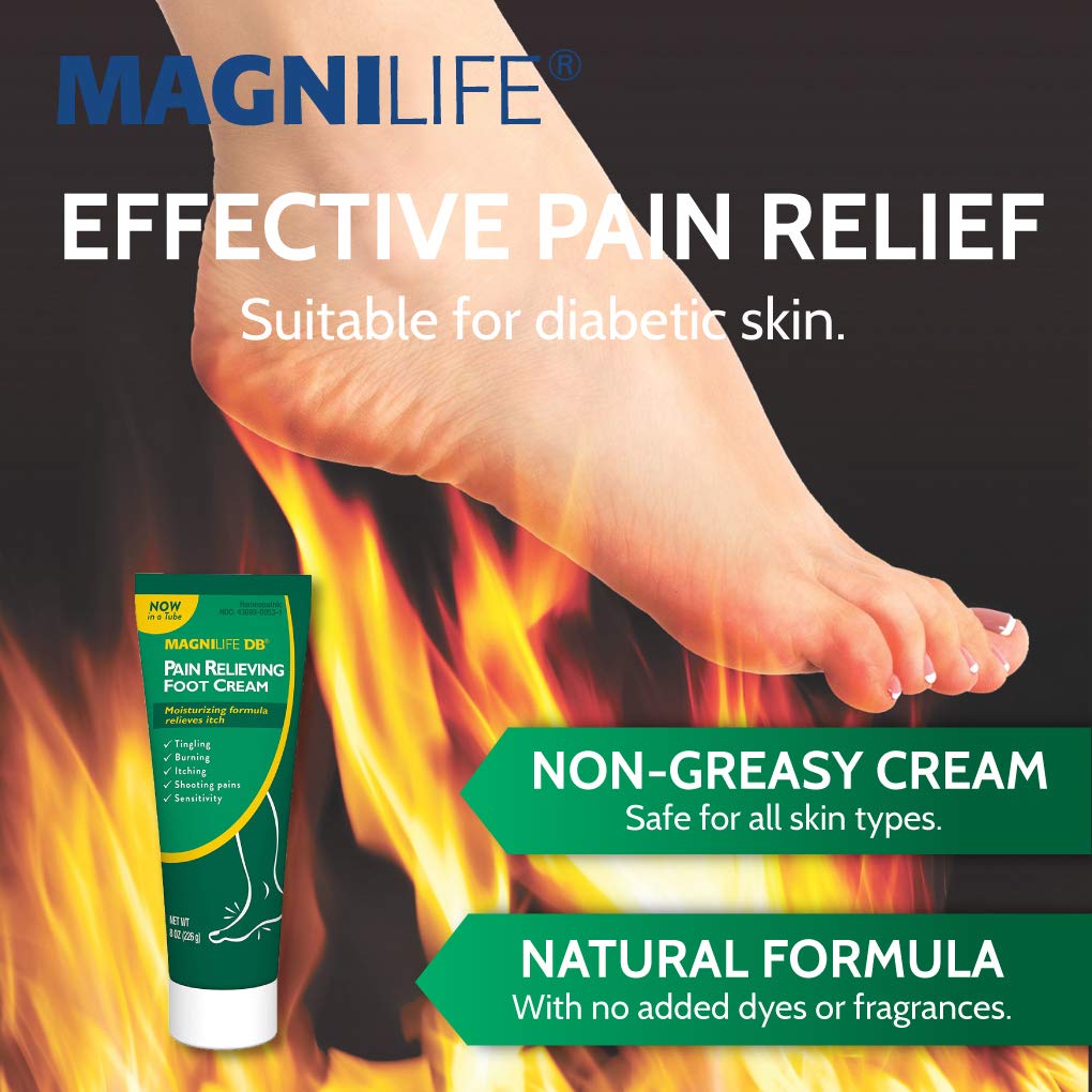 MagniLife DB Pain Relieving Foot Cream, 4 Oz Tube, Calming Relief for Burning, Tingling, Shooting & Stabbing in Feet & Legs, Moisturizing & Hydrating Foot Cream Suitable for Diabetic & Sensitive Skin