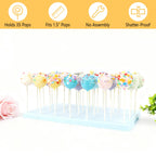35-Hole Blue Cake Pop Stand with 100 Sticks, 100 Bags & 100 Gold Ties