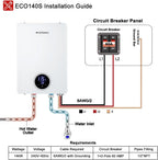 Tankless Water Heater Electric, ECOTOUCH 14kW 240V Instant Water Heater On Demand Hot Water Heaters Electric, Up to 3.38 GPM for 2-3 Point of Use, ETL Certificated, Self-Modulating, ECO140S White