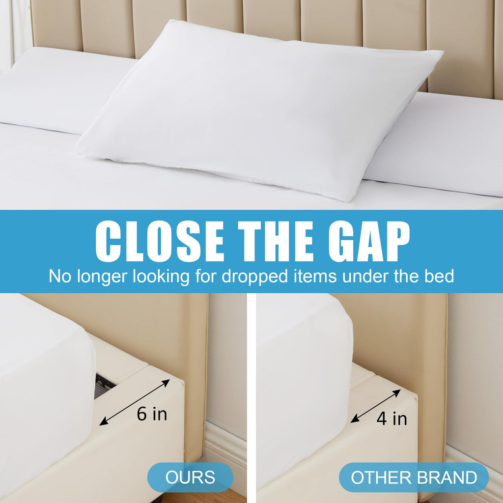 King Bed Wedge Pillow for Headboard, Bed Gap Filler, Triangle Pillow Wedge for Headboard Gap, Bolster Pillows for Beds, Anti-Slip Mattress Wedge Gap Filler, 76"×10"×6", White