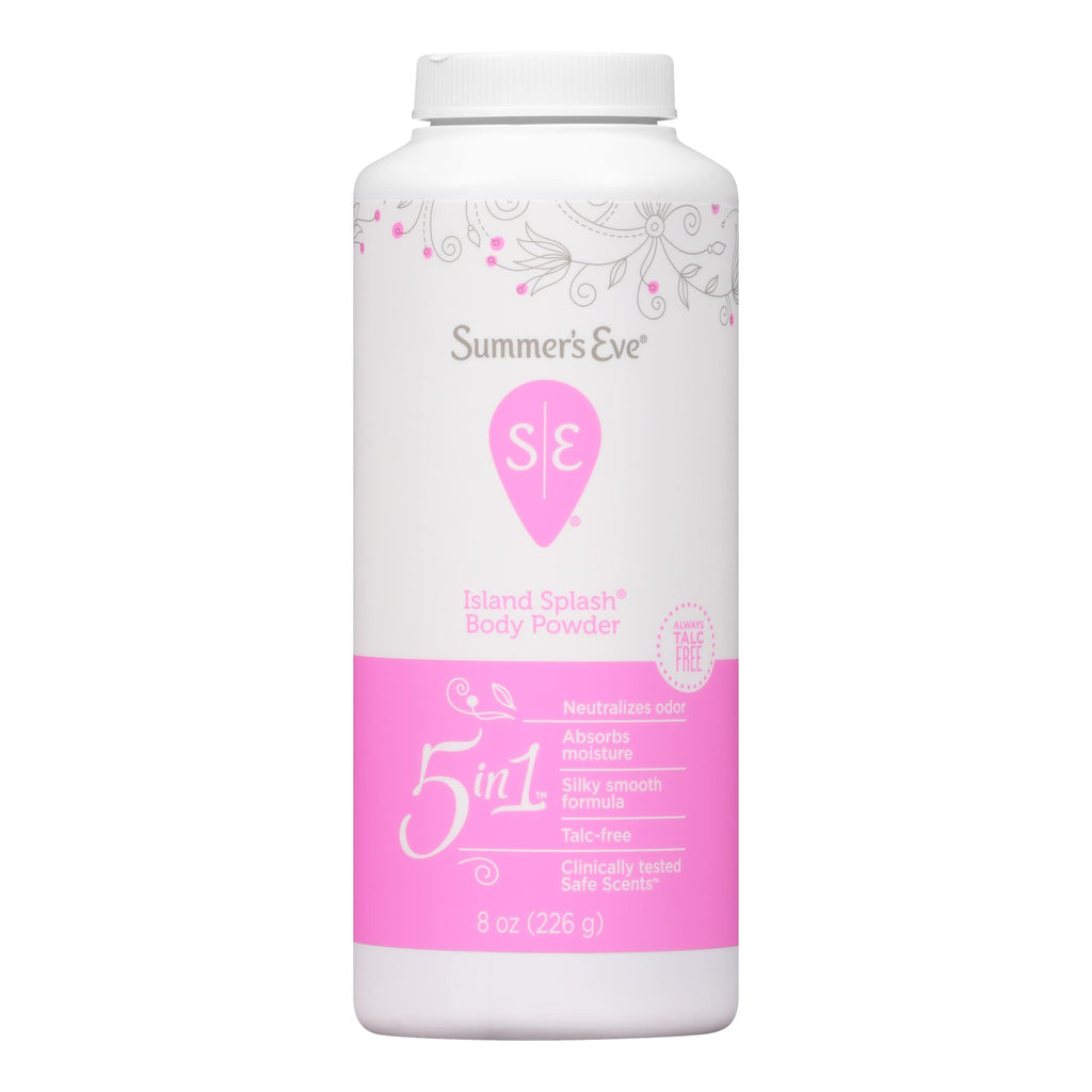 Summer's Eve Island Splash Body Powder for Women with Talc-Free, Odor-Neutralizing and Moisture-Absorbing Formula, 8 Oz, Pack of 3
