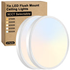 Brightever 7 Inch Flush Mount Ceiling Light, 12W 1200LM LED Ceiling Light Fixtures, 2700K/3000K/4000K/5000K/6500K Selectable, 0.67 Inch Ultra Thin Flat Ceiling Lights for Bedroom Closet, 2 Packs