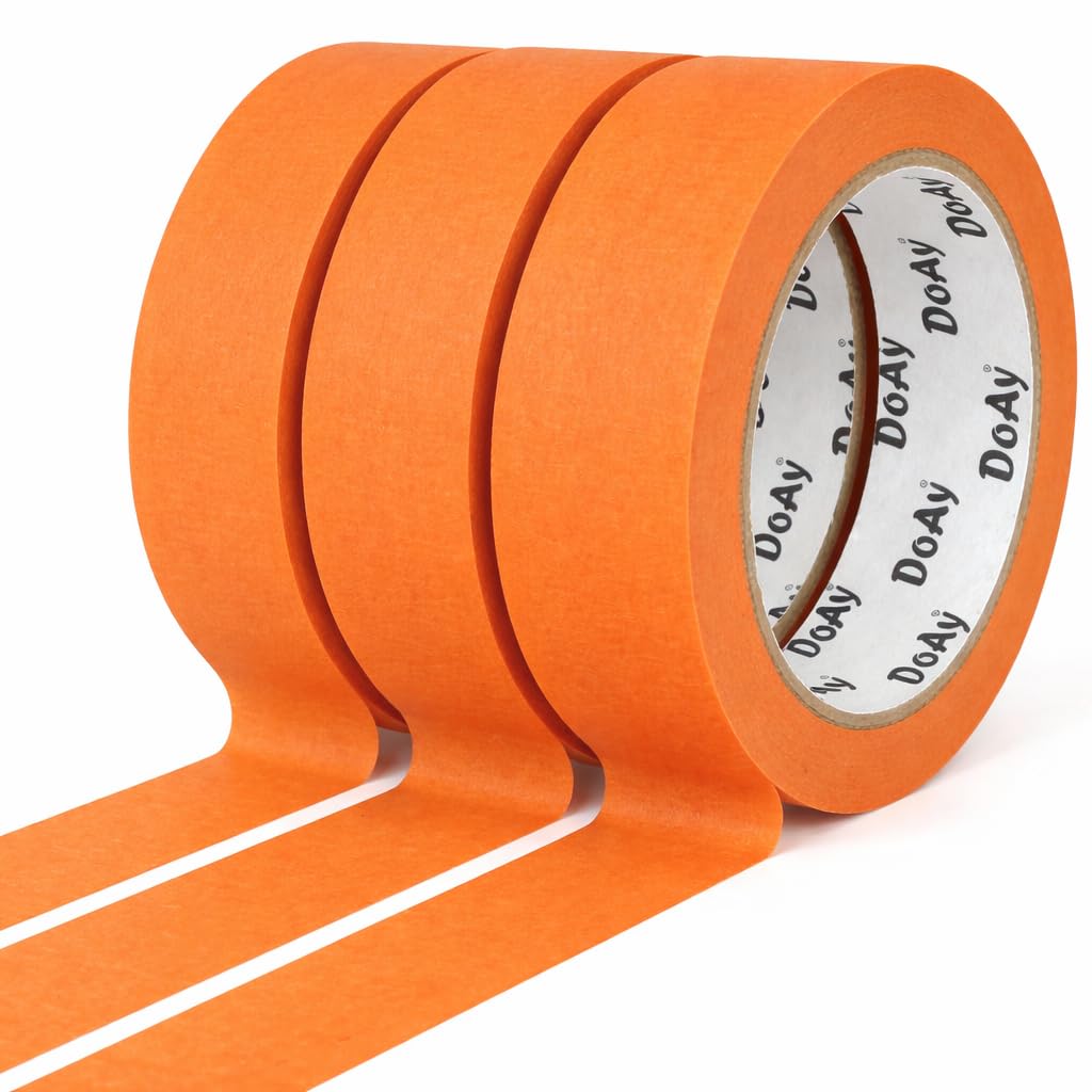 DOAY 3 Pack Orange Painters Tape - Masking Tape 1 Inch Wide - Multi-Surface, Smart Adhesion, Indoor & Outdoor - 270FT Total - Paint Tape for DIY, Labeling, Art, Car, General Purpose (#3910)