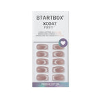 BTArtbox Press On Nails, Short Coffin French Tip Nails, 32 Pcs Full Kit