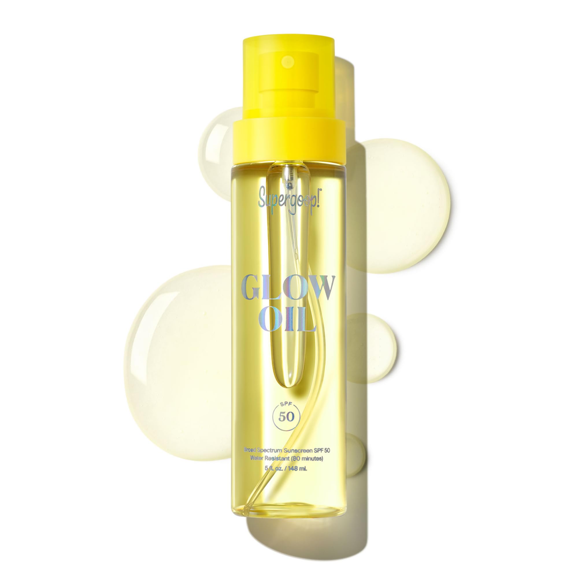 Supergoop! Glow Oil - 5 fl oz - SPF 50 PA++++ Vitamin E Body Oil + Broad Spectrum Sunscreen Protection - With Marigold, Meadowfoam & Grape Seed Extracts