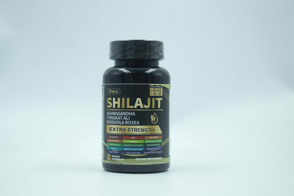 Uheco Shilajit Supplement with Sea Moss, Ashwagandha, Tongkat Ali - Shilajit Pure Himalayan Organic Fulvic Acid Capsules - 90 Count