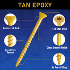 #8 x 1-1/2 in Deck Screws, 350 PCS, Tan Exterior Wood Screws