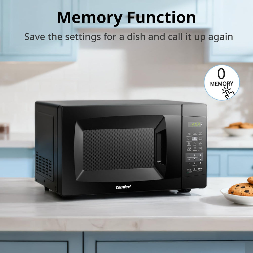 COMFEE' EM720CPL-PMB Countertop Microwave Oven with Sound On/Off, ECO Mode and Easy One-Touch Buttons, 20L, 700W, Black