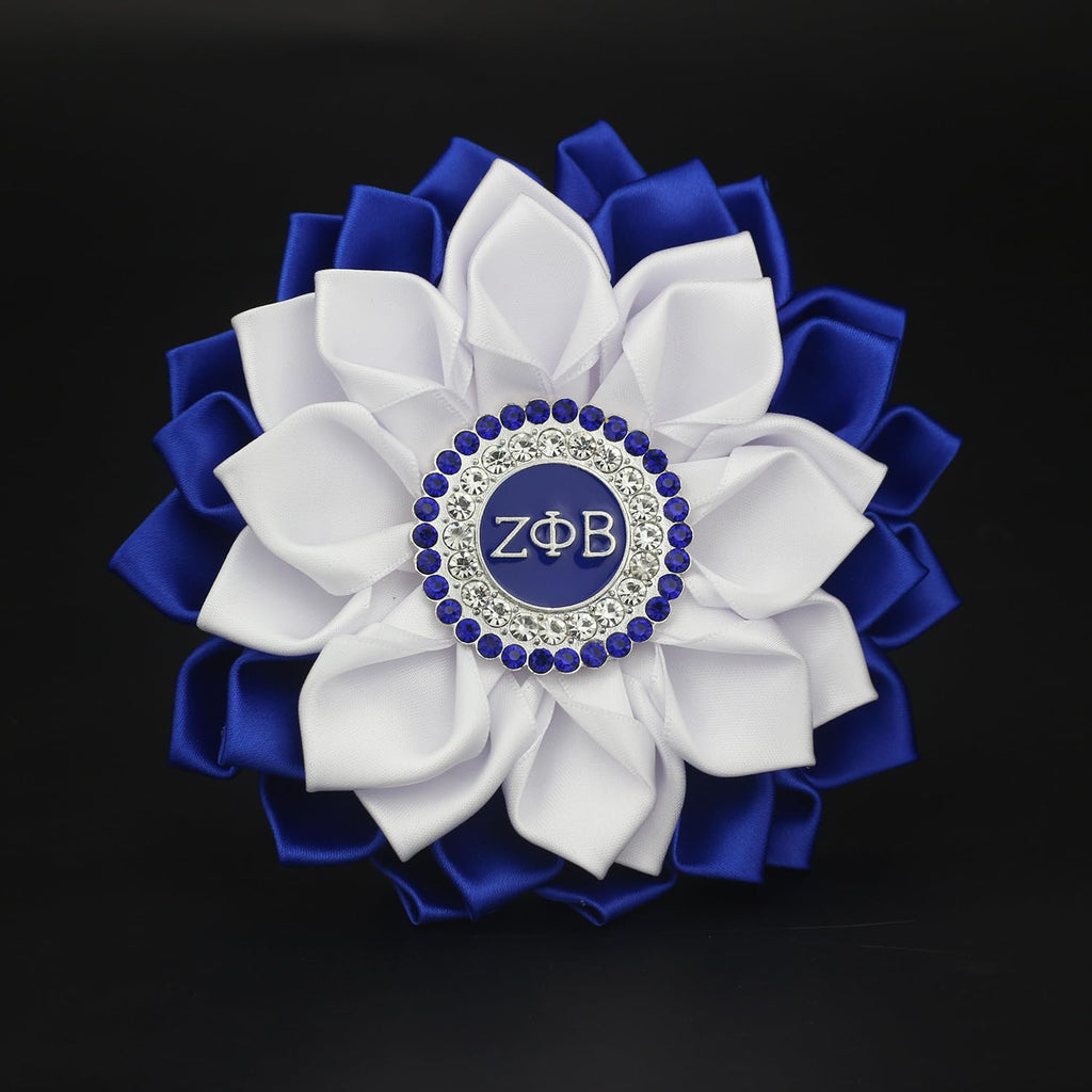 Rhinestone Z Brooch Pin for Women Greek Sorority Gift 1920 Z Gift Sisterhood Paraphernalia Jewelry for Finer Women (Satin 5.5" Flower Sorority Pin)