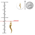 Gold Italian Horn Charm - 10 Karat Solid Gold - Cornicello Pendant