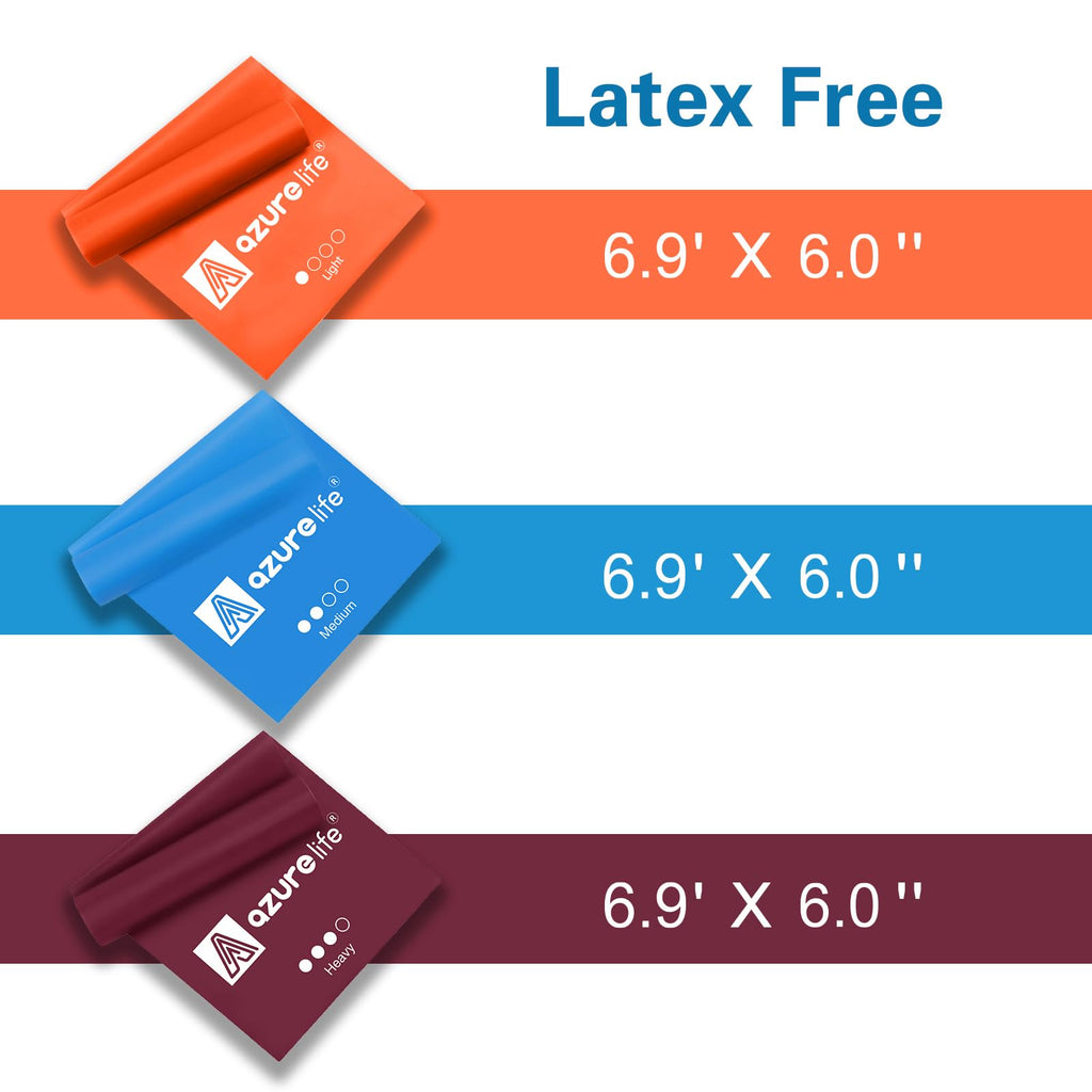 A AZURELIFE Resistance Bands,Professional Long Non-Latex Elastic Stretch Bands,Exercise Bands for Physical Therapy, Yoga, Pilates, Rehab, at-Home or The Gym Workouts, Strength Training