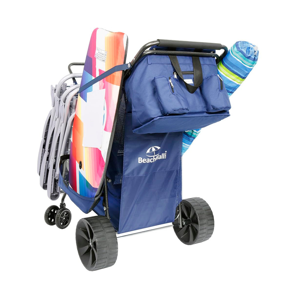 Ultimate Buggy Beach Cart with Big Wheels for Sand, Wide Wheel Wagon with Insulated Cooler Bag, Body Board and Umbrella Holder, 100 lbs Capacity