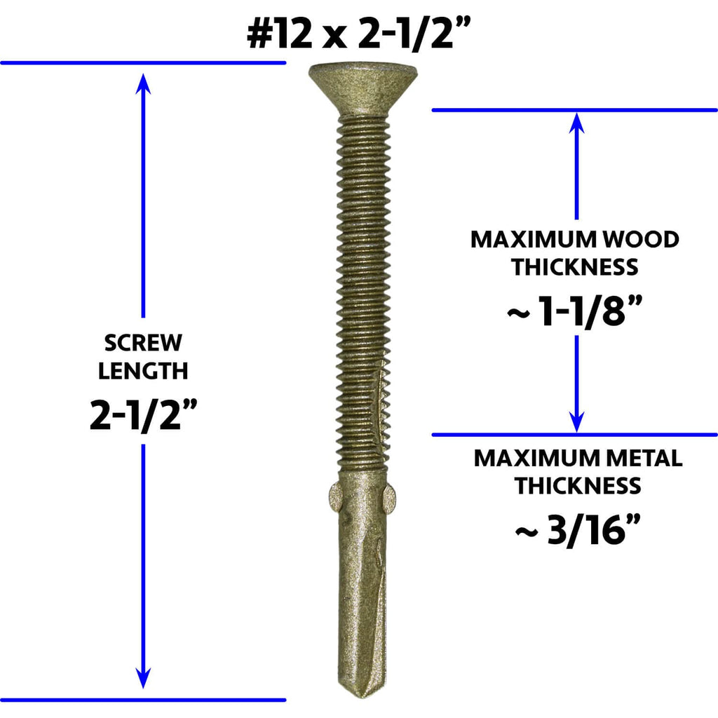 Jake Sales #12x2-1/2 Reamer Tek Torx/Star Head Self-Drilling Wood to Metal Screws - for Flatbeds, Trailers or Fastening Wood to Steel - T25 Torx Screw Head - (1 Pound Approx. 50 Screws)