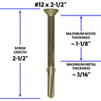 Jake Sales #12x2-1/2 Reamer Tek Torx/Star Head Self-Drilling Wood to Metal Screws - for Flatbeds, Trailers or Fastening Wood to Steel - T25 Torx Screw Head - (1 Pound Approx. 50 Screws)