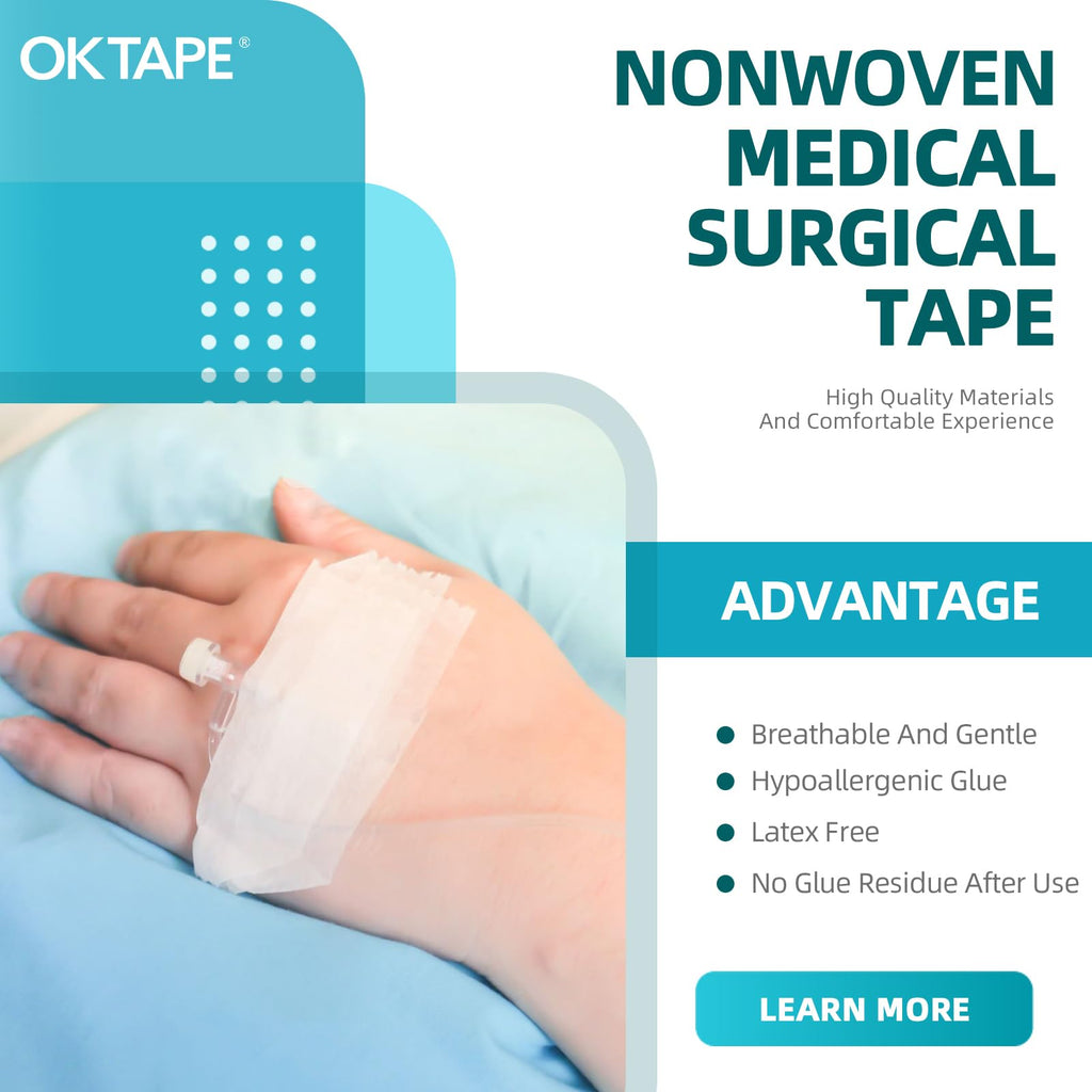 OK TAPE OKPore Medical Surgical Tape Nonwoven (Pack of 4) - First Aid Surgical Tape Soft and Breathable for Wound Dressing Care - 3in x 10yds